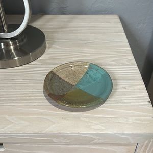 Pottery Jewelry or Trinket Tray in Earthtone warming colors 5” round
